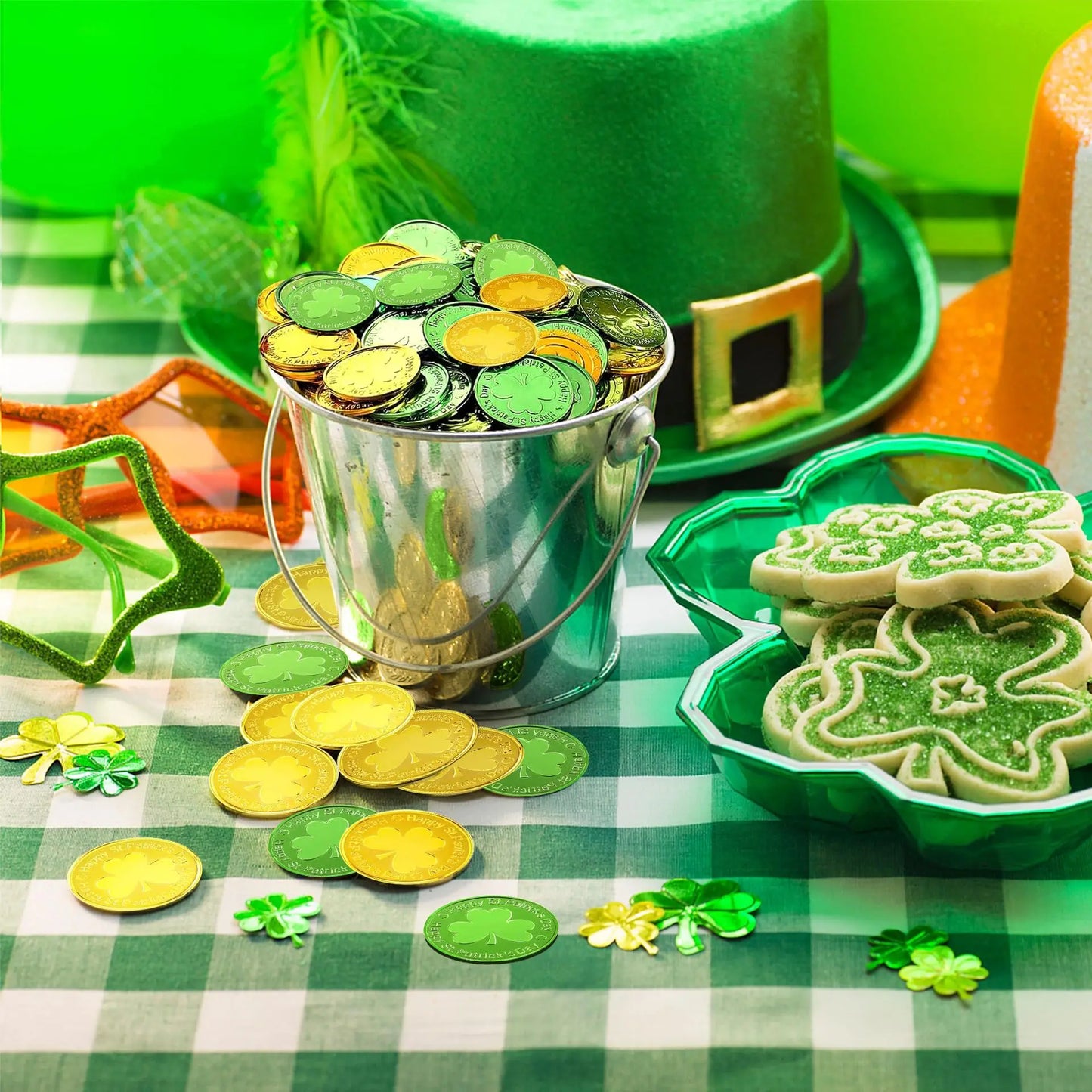 Lucky Shamrock Clover Plastic Pirate Coins