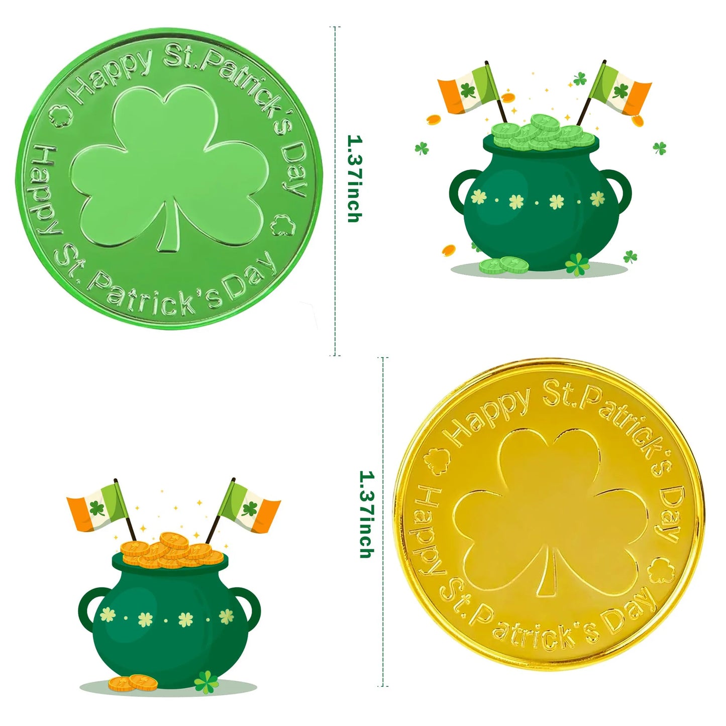 Lucky Shamrock Clover Plastic Pirate Coins