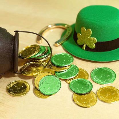 Lucky Shamrock Clover Plastic Pirate Coins